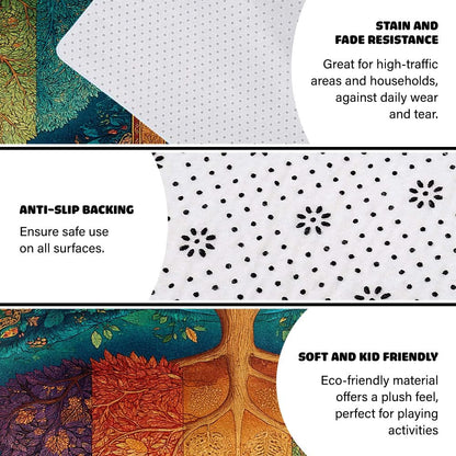 Tree of Life Area Rug – Bohemian Mandala Carpet for Living Room, Bedroom, Meditation Space, Yoga, Spiritual Home Décor – Large Soft Floor Mat for Indoor Decoration (TOL08)