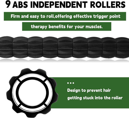 Massage Roller Stick,Muscle Roller Stick for Athletes, Liposuction Massage Roller for Lymphatic Drainage, for Relief Muscle Soreness, Trigger Points, Help Runner Legs, Back Recovery (Red & Black)