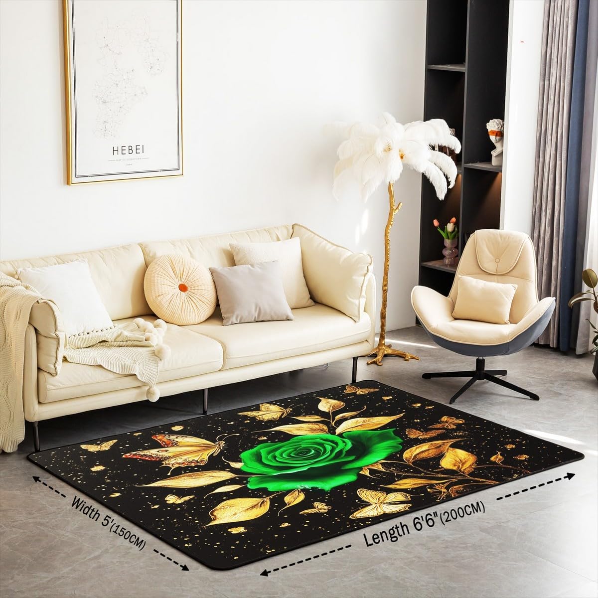 Feelyou Floral Rose Indoor Floor Mat Set,Romantic Blue Rose Rugs for Living Room Bedroom Area Rug 3x5,Boys Girls,Botanical Flower Rose Accent Rug Doormats Floor Mat for All Season
