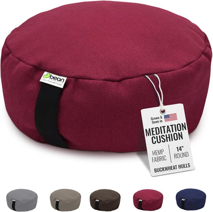 Bean Products Hemp Zafu Meditation Cushion for Sitting on Floor, Hemp Yoga Pillow, Zafu Meditation Pillow, Zen Seiza Kneeling Prayer Pad Support - Made in USA - Round Natural