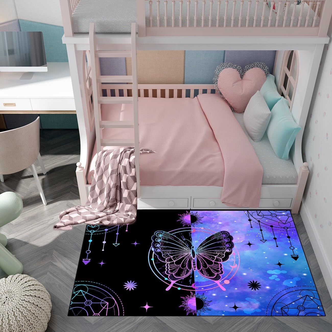 Black Girl Area Rug for Bedroom African Black Girls Floor Rugs for Living Room Playroom Cartoon Art Home Decor Soft Yoga Mats for Women Afro Purple 47" x 31" (2.7 x 3 Feet)
