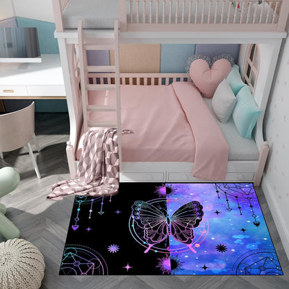Black Girl Area Rug for Bedroom African Black Girls Floor Rugs for Living Room Playroom Cartoon Art Home Decor Soft Yoga Mats for Women Afro Purple 47" x 31" (2.7 x 3 Feet)