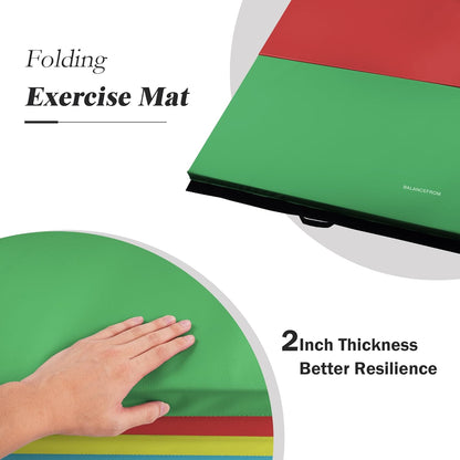 Fitvids 4'x8'x1.9" Gymnastics Mat, Home Exercise Mat with Carrying Handles, Folding Gym Workout Tumbling Mat for Yoga, Pilates, Stretching, MMA, Core Workouts, Fitness Aerobics Mats for Gym Training