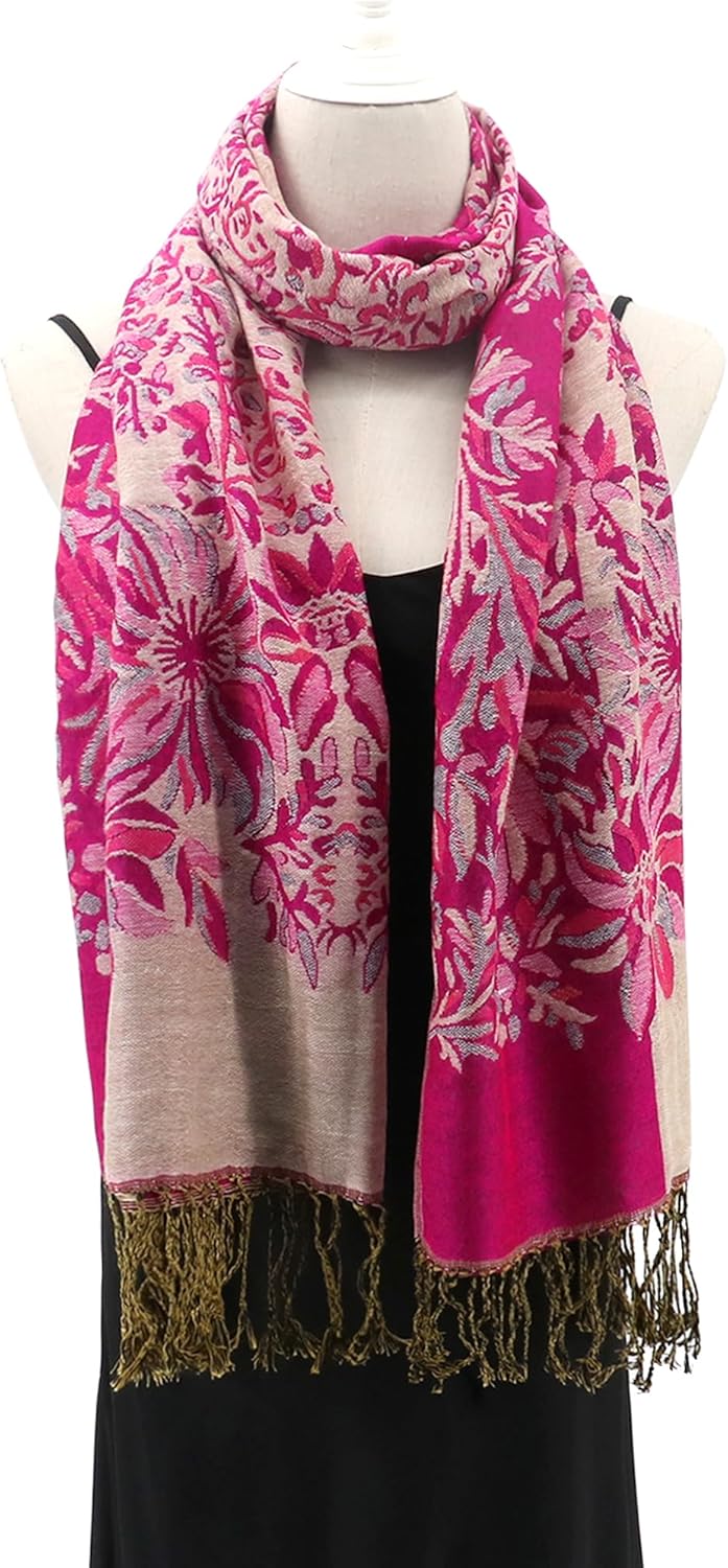 vimate Silky Paisley Pashmina Shawl Scarf-Women's Soft Double-side Jacquard Pashminas Wrap for Evening Dress Travel Shawl