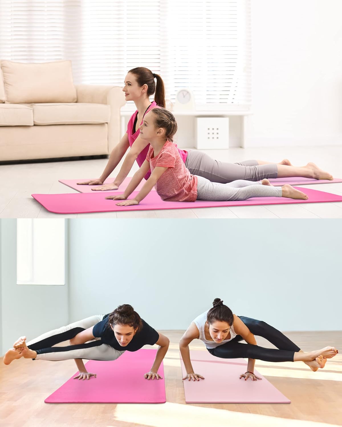 Woanger Yoga Mats (72x24) 3/8 Inch Thick Exercise Yoga Mat for Home Workout with Strap Non Slip Pilates Gym Supplies for Women Men
