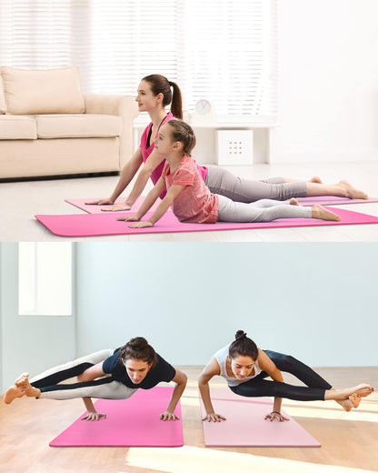 Woanger Yoga Mats (72x24) 3/8 Inch Thick Exercise Yoga Mat for Home Workout with Strap Non Slip Pilates Gym Supplies for Women Men