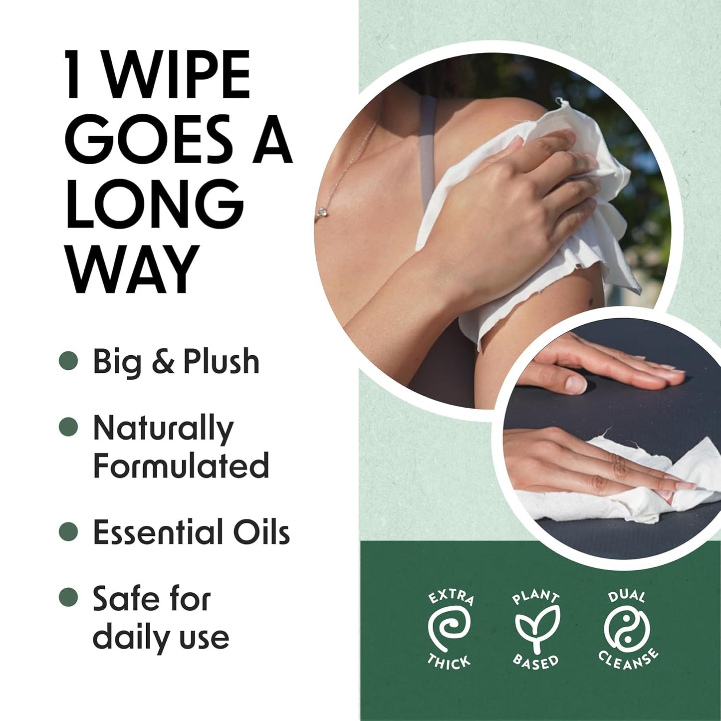 Wipex Embody Body Wipes - Large Plant-Based Cloth with Tea Tree Oil for Quick Clean Up, Ideal for Athletes, Yoga, Gym, Wrestling, Team Sports & Adults, Fitness Equipment Cleaner, 225 Count