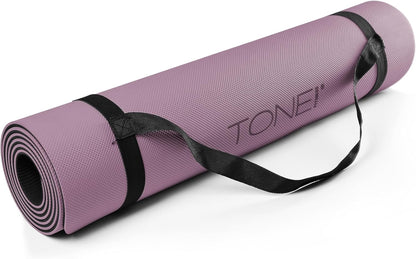 TONE Fitness Yoga Mat 1/4" Thick Non Slip Exercise & Pilates Mat for Home Workouts with Carrying Strap | Multiple Options