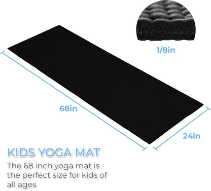 10-Pack Kid-Friendly Yoga Mat, 68" x 24" Non Slip Exercise Mat, 4mm Non Toxic Yoga Mats for Kids, Easy to Clean, Bulk Workout Mats for Schools, Classrooms, and Studios
