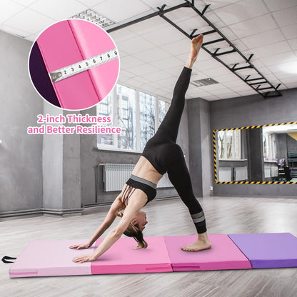 ZENOVA Gymnastics Mat 6'x3'x2''/4'x8'x2'' Exercise Mat Gym Mat for Home Aerobics Workout Foldable Tumbling Mat Children Gifts