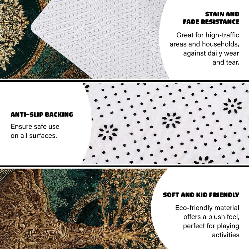 Tree of Life Rug for Living Room Bedroom – Yggdrasil Viking Area Rug Soft Non-Slip Carpet for Indoor Home Décor (Tree of Life Rug 05)