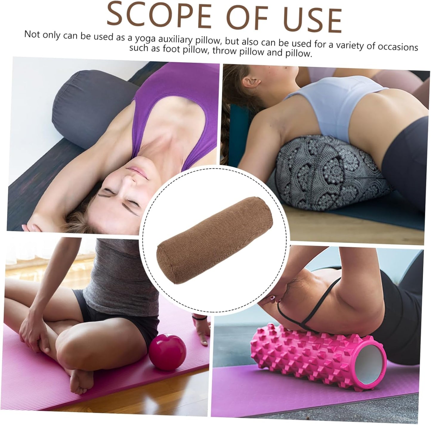 Totority Yoga Bolster Restorative Pillow Lumbar Support for Yoga Meditation Pillow for Women