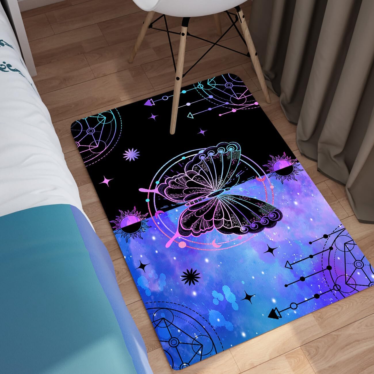 Black Girl Area Rug for Bedroom African Black Girls Floor Rugs for Living Room Playroom Cartoon Art Home Decor Soft Yoga Mats for Women Afro Purple 47" x 31" (2.7 x 3 Feet)