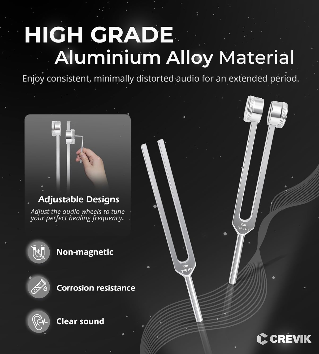 Tuning Forks for Healing Set - 128Hz, 136.1Hz, 256Hz, 384Hz Weighted & Unweighted Tuning Fork Kit with Hockey Puck Activator - Chakra Sound Therapy Instruments for Meditation & Yoga in Pouch