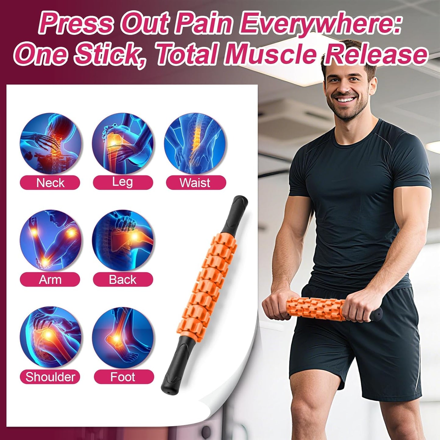 ZanLLW Massage Roller, Muscle Roller Stick, Therapy Roller Stick for Legs, Calf, Thigh, Lipo Roller for Relief Muscles, Deep Tissue Massage Rolling Pin for Trigger Points, Help Sore Muscle Recovery