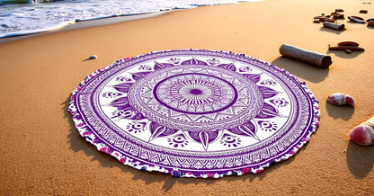 Mandala Round Beach Tapestry Boho Hippie Blanket Bohemian Large Table Cloth Home Decor Yoga Mat Meditation Picnic Rug Throw Hippy Gypsy Tablecloth Roundie (42 Inches, Orange And Blue)