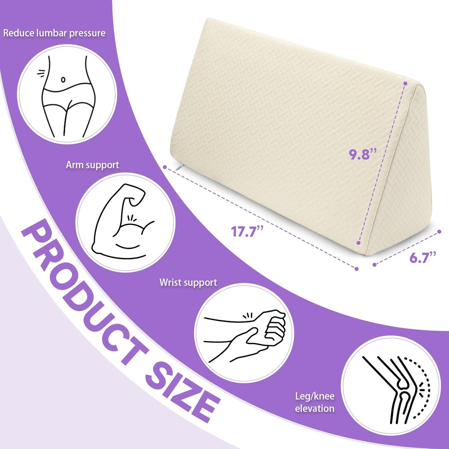 Small Wedge Pillow, Small Wedge Pillow for Sleeping, Foam Wedge for Yoga, Laptop, Memory Foam Positioning, Foam Pillow for Chair, Provide Support and Relieve Fatigue(Blue-17.7")