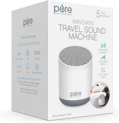 Pure Enrichment Wave Mini Zen Soothing Sound Machine - Portable Sound Machine for Yoga Studios, Travel & Sleep - 6 Relaxing Sounds, Optional Timer & Rechargeable Lithium Battery (Tranquil Green)