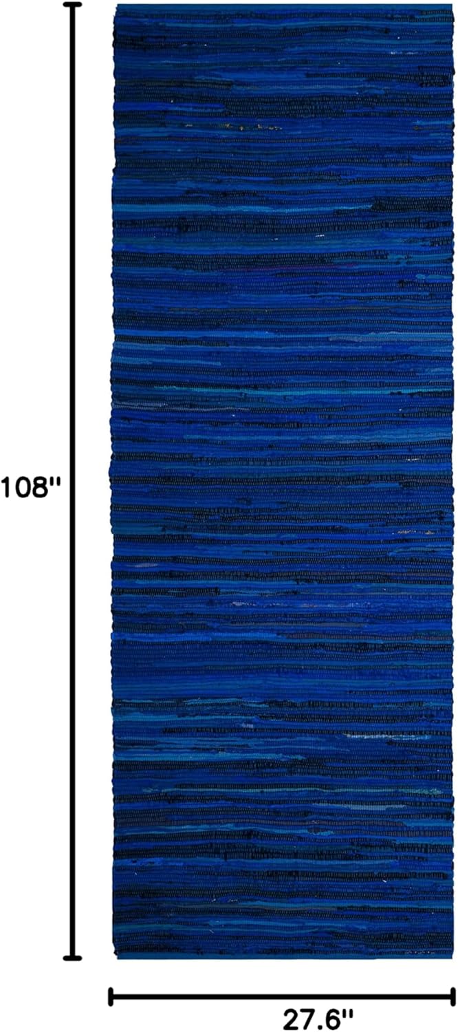 SAFAVIEH Area Rug 3x5 - Rag Rug Collection - Blue & Multi, Handmade Cotton, Boho Stripe Pattern, Ideal for Entryway, Living Room, Bedroom, Dining Space (RAR130B)