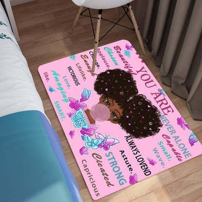 Black Girl Area Rug for Bedroom African Black Girls Floor Rugs for Living Room Playroom Cartoon Art Home Decor Soft Yoga Mats for Women Afro Purple 47" x 31" (2.7 x 3 Feet)