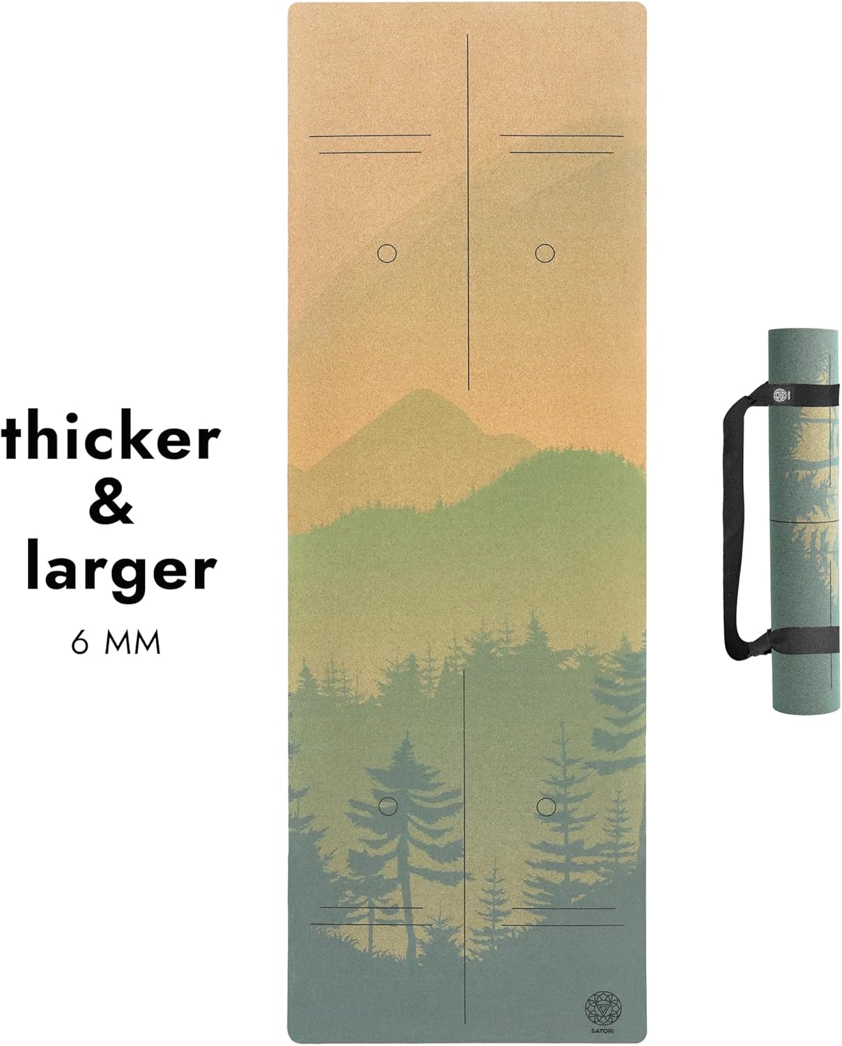 Cork Yoga Mat with Natural Rubber Base, Extra Size, Thickness and Support, Excellent Cushion & Grip, Non-Slip, Non-Toxic, Sweat-Resistant, Sustainable, Eco-friendly Exercise Mat