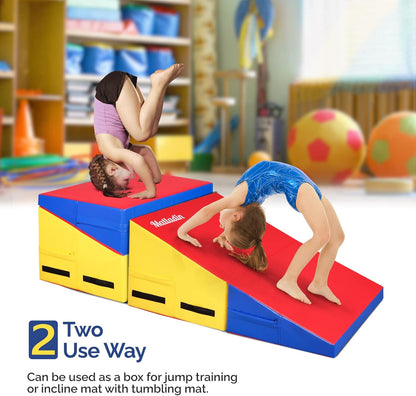 Matladin Incline Gymnastics Wedge Mat, Folding Gymnastics Mat for Kids Girls Home Training Exercise