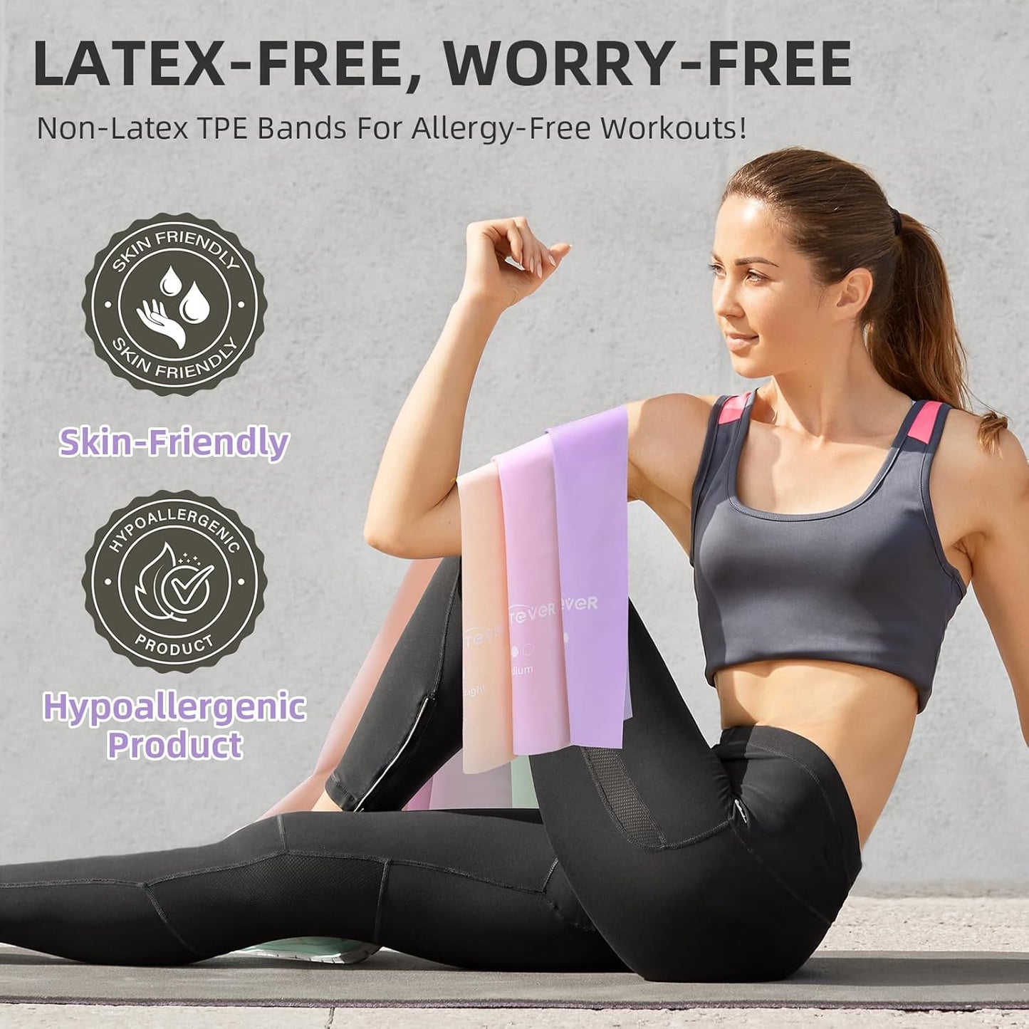 Resistance Bands for Working Out, Exercise Bands, Resistance Band for Physical Therapy, Stretch Bands for Pilates, Rehab, Stretch, Strength Training and Yoga Starter Set