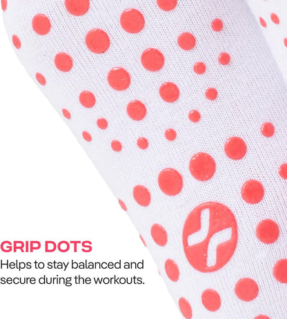 COOLMATE Pilates Socks with Grips for Women, Yoga Socks, Crew Non Slip Women for Barre, Pilates Gifts for Women - Colors A