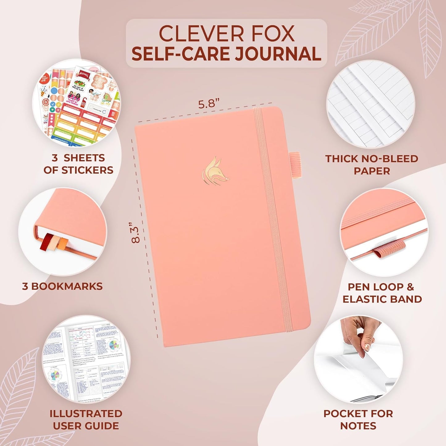 Clever Fox Self-Care Journal – Daily Reflection Notebook – Mental Health & Personal Development Planner, Meditation & Mood Log, A5 (Turquoise)