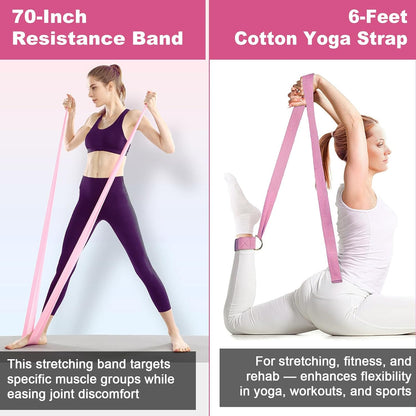 Pilates Kit, Home Pilates Essentials Kit for Women, Pilates Equipment Ring and Ball Set with 5 Resistance Bands, Hip Thrust Belt & Grip Socks Accessories, Toning Home Workouts Starter Set