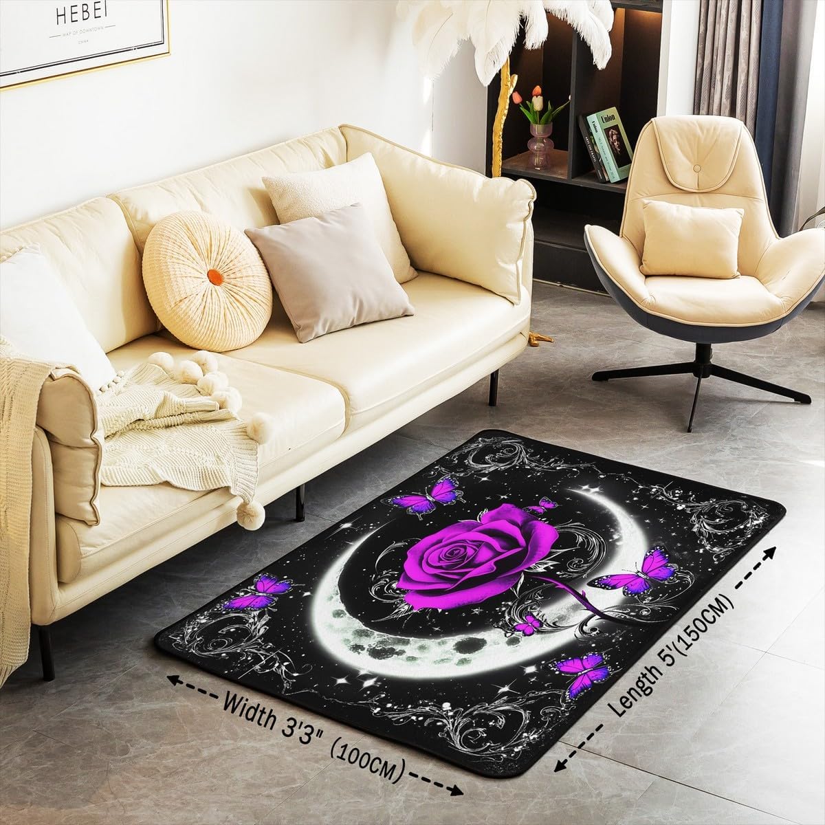 Feelyou Floral Rose Indoor Floor Mat Set,Romantic Blue Rose Rugs for Living Room Bedroom Area Rug 3x5,Boys Girls,Botanical Flower Rose Accent Rug Doormats Floor Mat for All Season