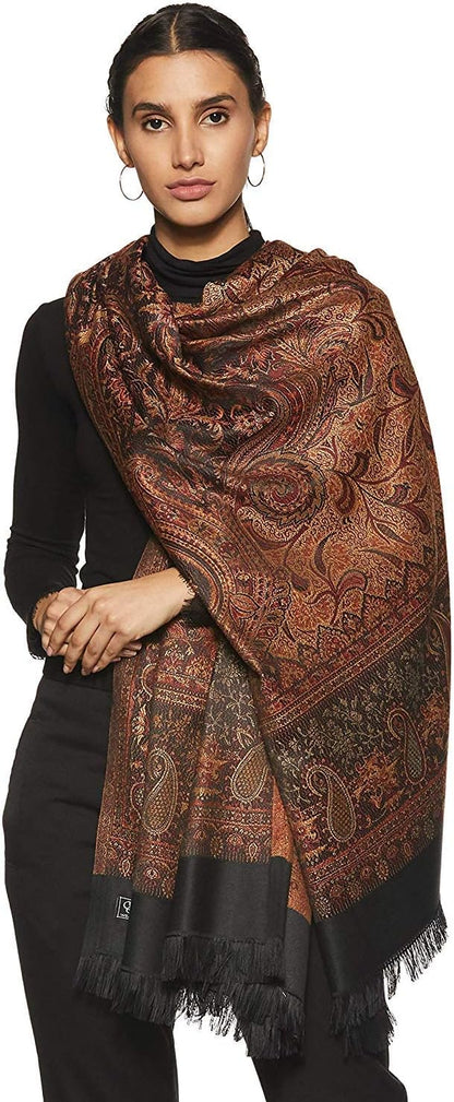 Weavers Villa Women's Pashmina Wool Blend Indian Handicraft Woven Shawls, Scarf, Wraps [Large Size: 40" X 80"]