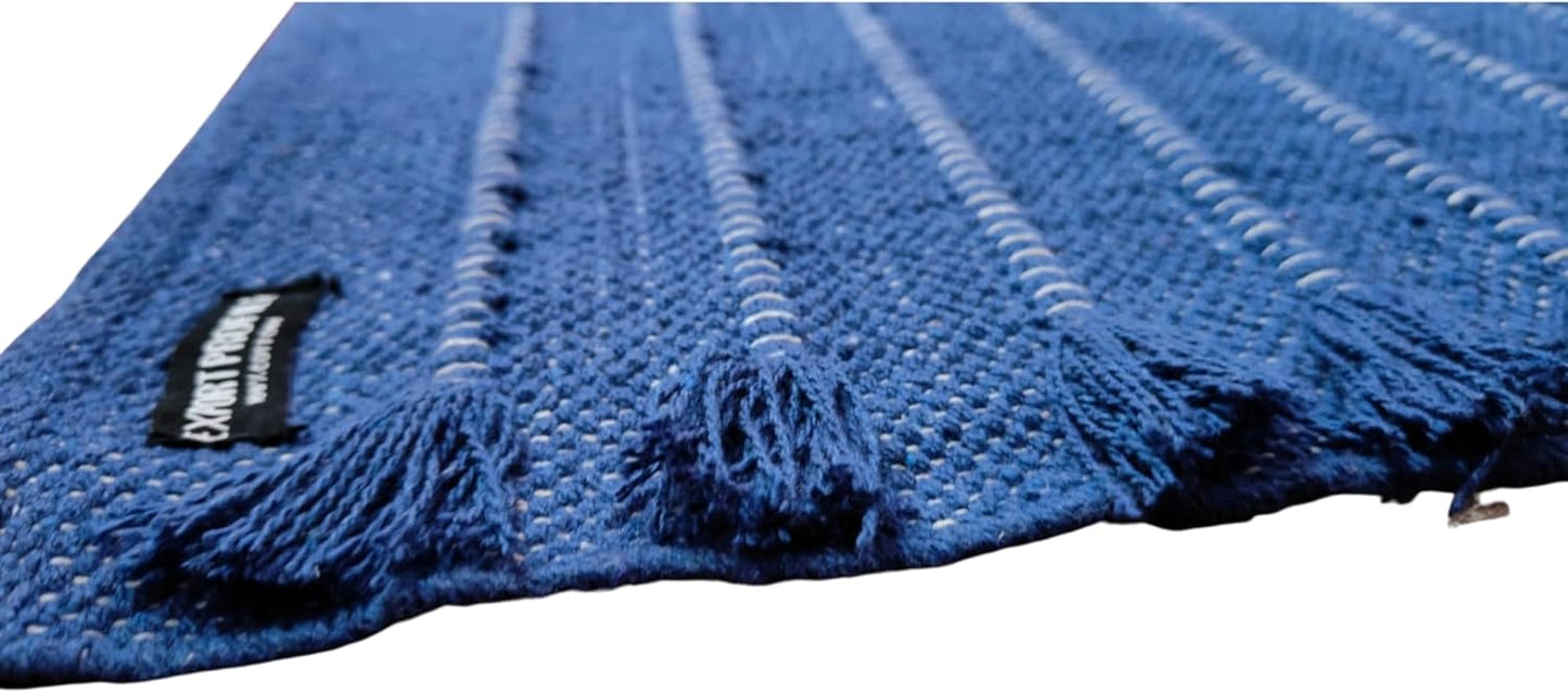 Indian Handmade100 % Organic Anti Skid Multi Colour Cotton Yoga Mat - Eco-Friendly Hand-Woven Rug - Non-Slip & Thick (24”x72”x5mm) for Hot yoga & Everyday Fitness at Home - Comfortable & Foldable Extra-Long Mat
