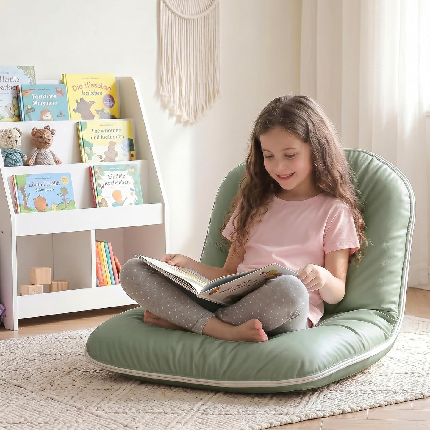 ZonLi Floor Chair for Adults, Adjustable Folding Meditation Chair with Back Support, Cozy Lazy Floor Sofa Chair for Reading Gaming Relaxing, Japandi Lounge Seat for Bedroom Dorm Living Room,Brown