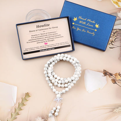 AD Beads 6mm 8mm 108 Prayer Mala Jasper Elastic Bracelet - Handmade Yoga Meditation Healing Power Energy Gifts for Unisex Adult.