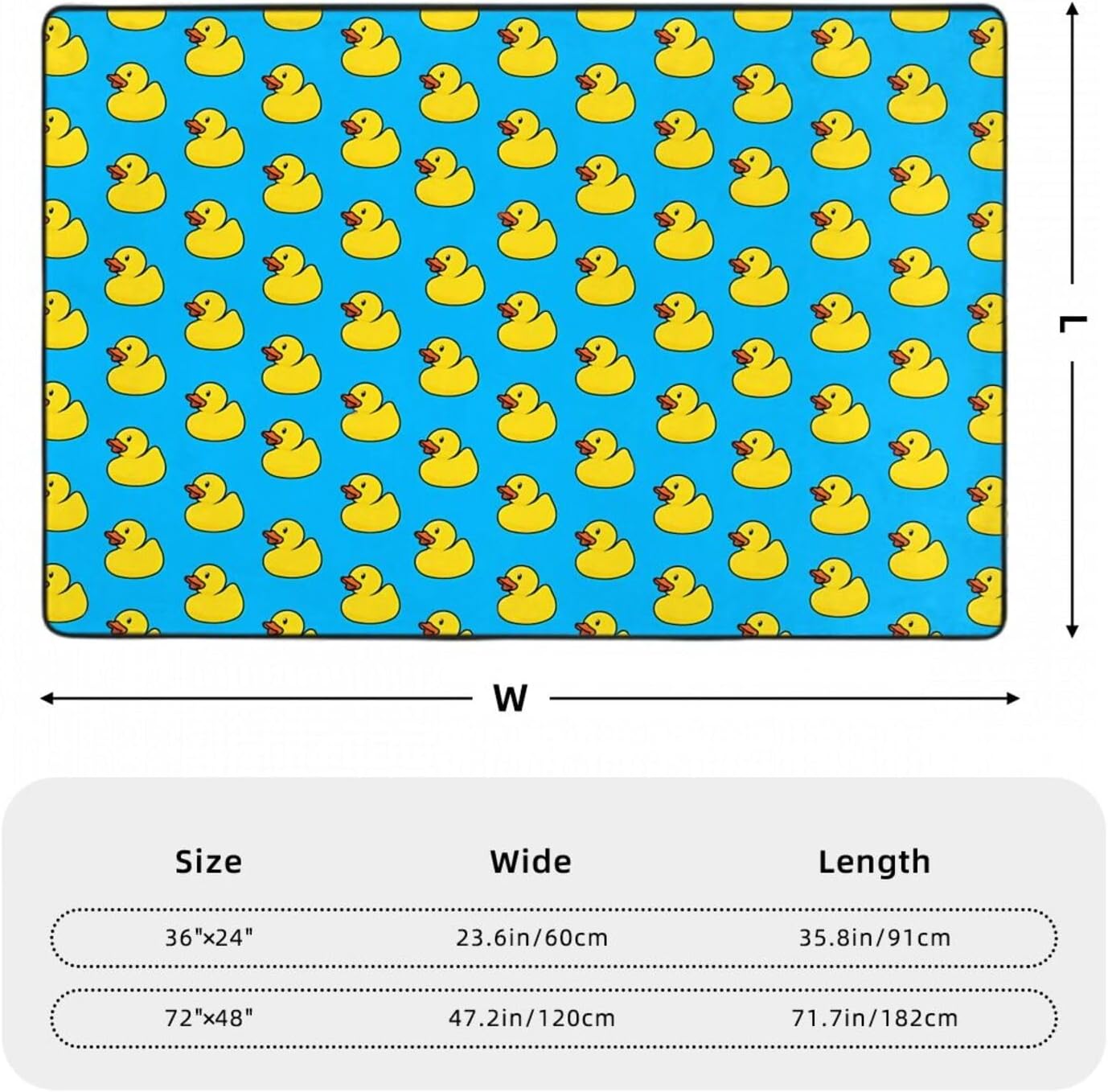 Rubber Duck Soft Flannel Playroom Rug with Anime Design - Yoga Mat Carpet, Machine Washable Floor Decor