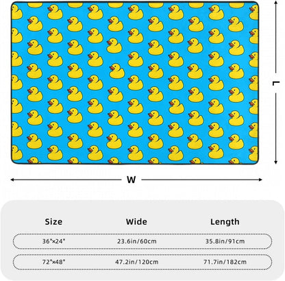 Rubber Duck Soft Flannel Playroom Rug with Anime Design - Yoga Mat Carpet, Machine Washable Floor Decor