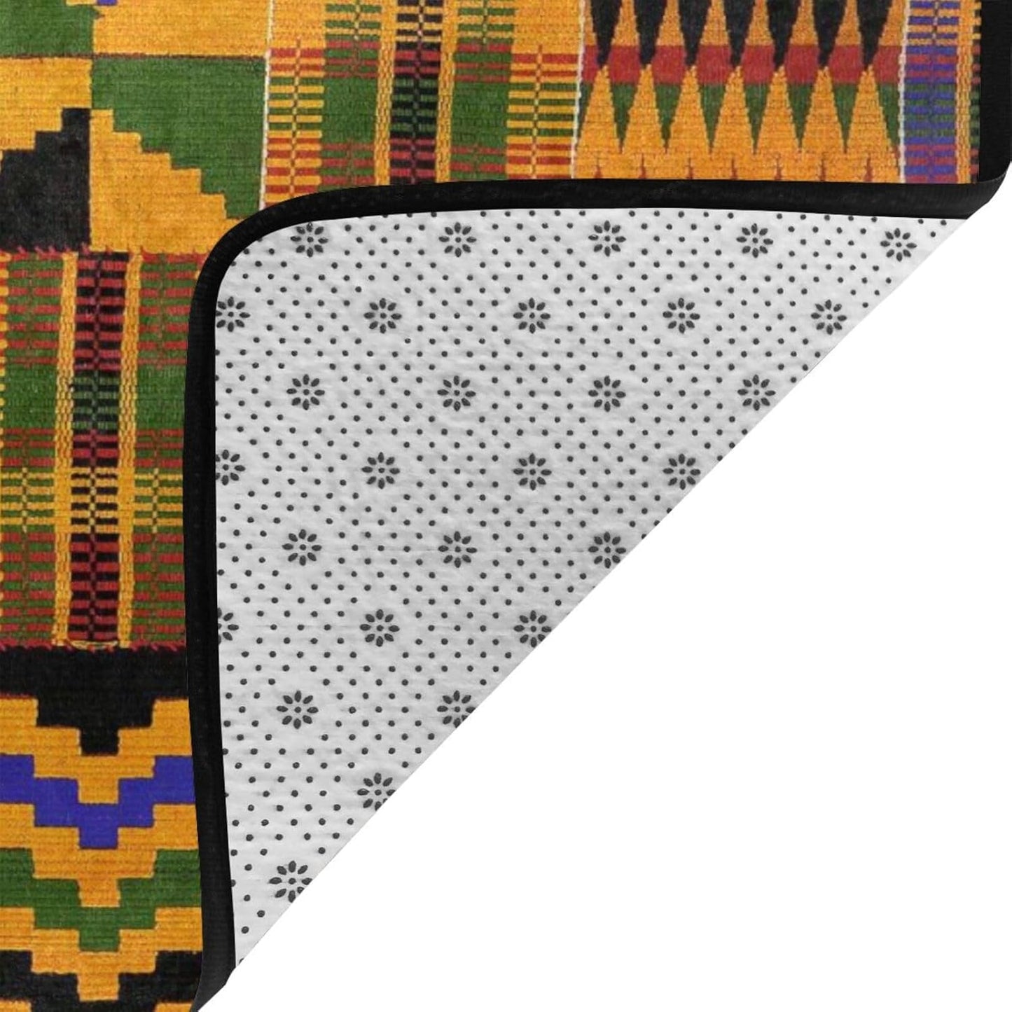 African Kente Cloth Ethnic Art Pattern Super Soft Flannel Area Rug - Multi-Use Floor Mat for Bedroom, Yoga Corner & Play Spaces