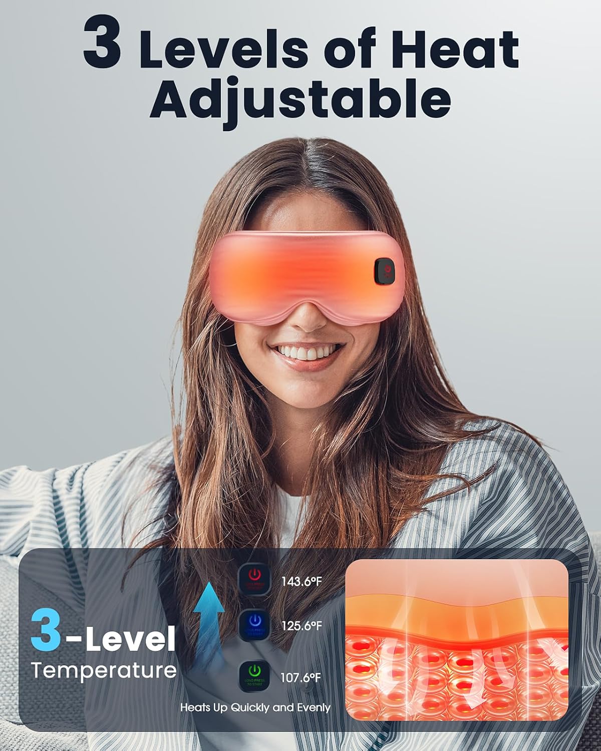 Heated Eye Mask - Cordless Eye Mask for Dry Eyes, FSA-HSA Eligible, Eye Relief, Improved Sleep, Washable Eye Heating pad for Travel and with Replaceable Shell