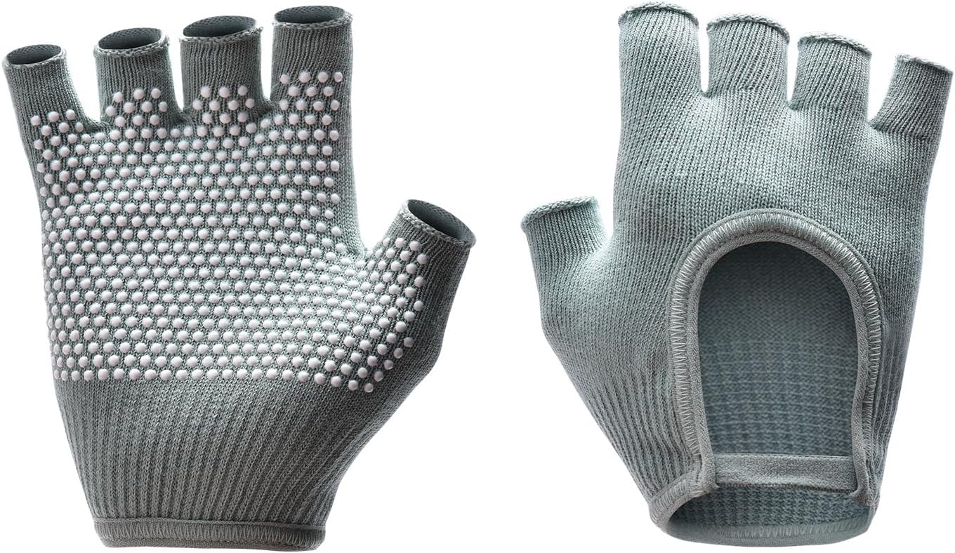 Non-Slip Fingerless Yoga Gloves – Ideal for Pilates, Barre, Air Yoga, and Fitness Workouts – Breathable Fabric with Enhanced Grip for Stability