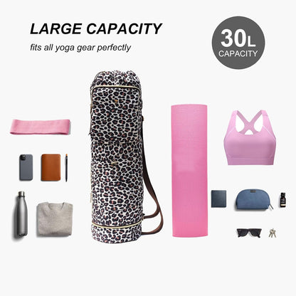 ESVAN Yoga Mat Bag with Multi Pockets Drawstring Yoga Mat Carrier Pilates Exercise Multi-Functional Storage Bag