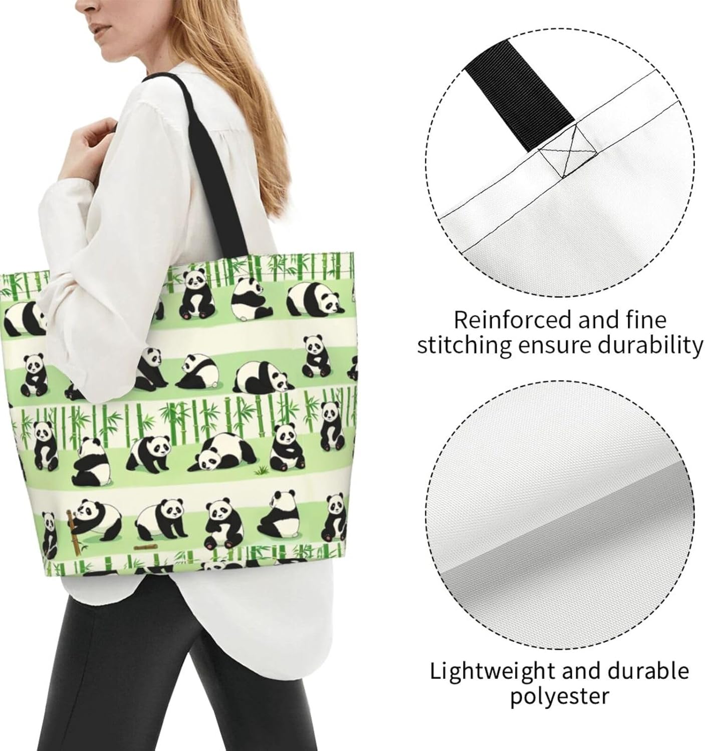 Tote Shoulder Bag Large Durable Reusable Eco-friendly Handbag Lightweight Stylish for Daily Use-19.7x15.7x5.9 Inch - Colors A