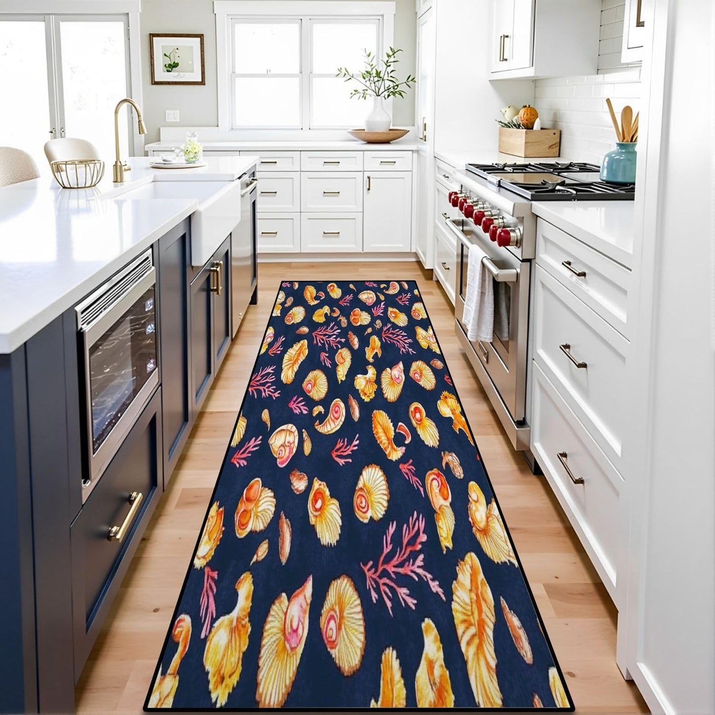 Runner Rug Washable 2x6 Seamless Pattern Fish Swimming Against Current Against Crowd Non-Slip Hallway Area Rug Indoor Outdoor Home Decor for Entryway Bathroom Kitchen Carpet Yoga Floor Mat