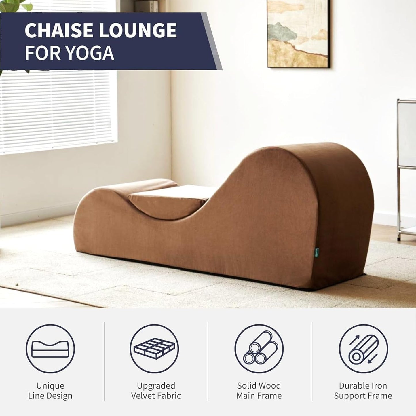 Yoga Chair, Yoga Chaise Lounge Chair Indoor, Yoga Chairs for Adults Exercise, Stretching, Relaxation, Ergonomic Design, Tantra Chair for Bedroom Living Room