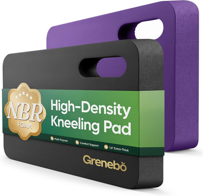 Grenebo High-Density NBR Foam Garden Kneeling Pad, 1.6" Extra Thick Gardening Pads for Kneeling, Ultra Soft Kneeling Pads for Gardening, Work, Exercise, Yoga, 17.3×11×1.6 in (2, Pink Purple)