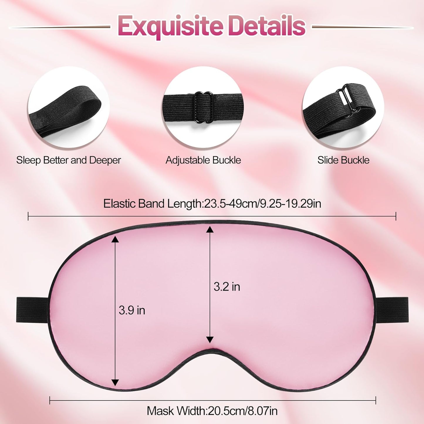 Sleep Mask, Silk Eye Mask for Sleeping with Adjustable Strap, Satin Blackout Sleeping Eye Mask for Men&Women, Comfortable Blindfold Eyeshade for Night Sleep(Black)