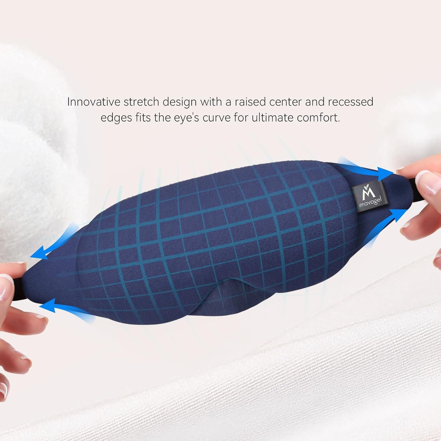 Mavogel Cotton Sleep Eye Mask - Updated Design Light Blocking with Adjustable Nose Bridge, Soft and Comfortable Night Eye Mask for Men Women, Eye Blinder for Shift Work, Includes Travel Pouch, Black