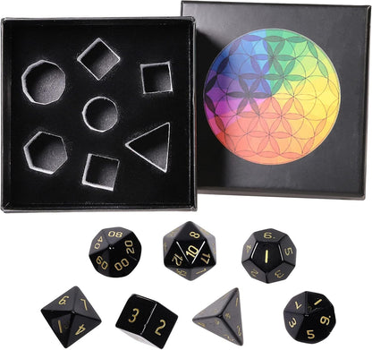 mookaitedecor 7 PCS Blue Howlite Turquoise Crystal Polyhedral DND Dice Set, Polished Tumbled Stones Dices for RPG MTG Table Games Home Decoration