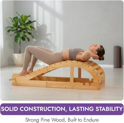 Yogikuti Iyengar Yoga Viparita Dandasana Bench – Wooden Back Bending Bench for Deep Stretching and Flexibility | Large Back Bender for Enhanced Support