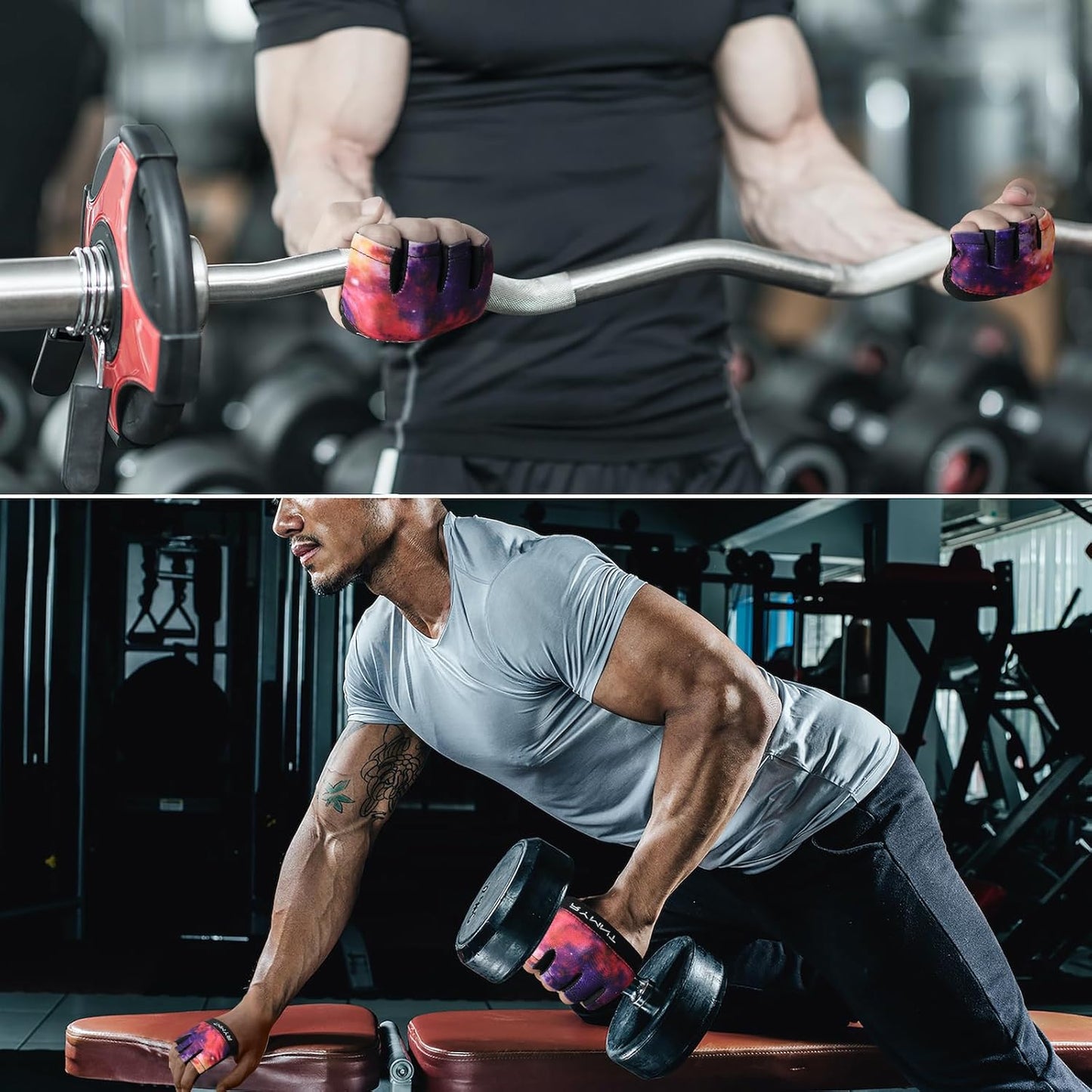 Minimal Workout Gloves,Short Micro Weight Lifting Gloves Grip Pads with Full Palm Protection & Extra Grip for Men Women Weightlifting,Gym,Cross Training,Powerlifting,WODs.